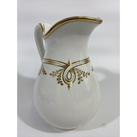 Antique Haviland French White Gilded Painted Pitcher 7.5” - Picture 2 of 14